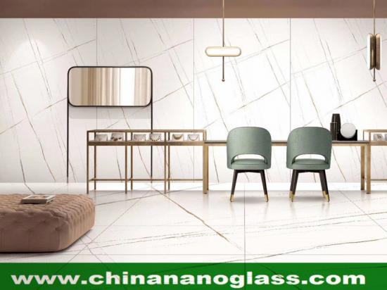 Noir St Laurent White Nano Glass Marble Slab with veins Slab and Tile For Interior Wall Floor Design