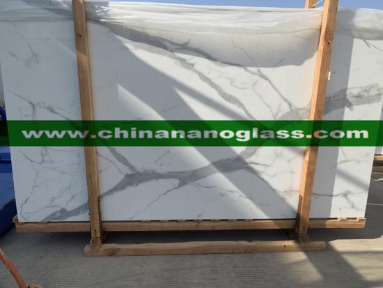 Nano Glass Calacatta White Marble Slabs TR1000