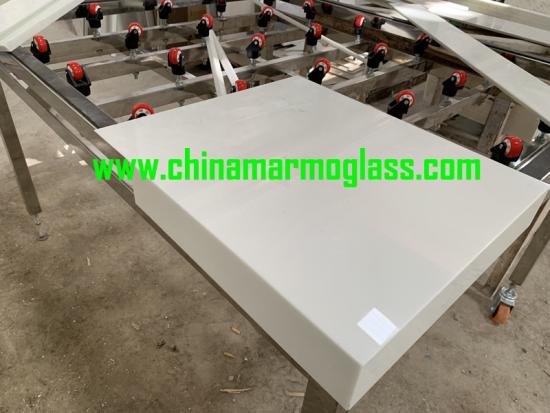 Fabricated White crystallized glass vanity top for Hotel and Villa Project