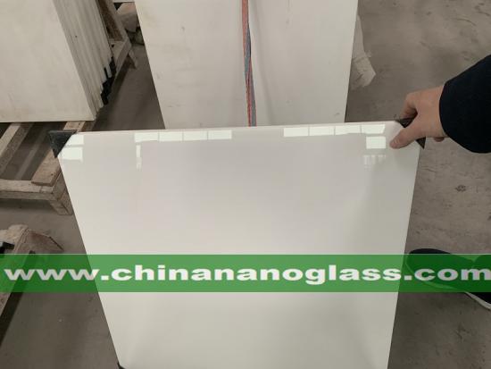 White Glossy Nano Glass Thin Tile Crystal Glass 600x600x10mm