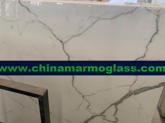 China Nano Glass Calacatta Gold of Artificial Stone Super Nano Glass White Tiles for Interior Wall Floor