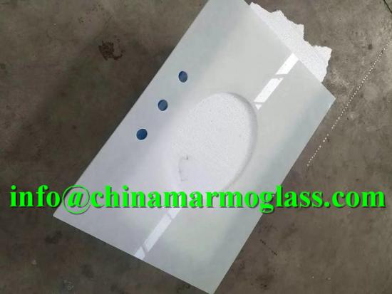 Polar White Glass2 Recycled Artificial Jade Glass Slab for Countertop