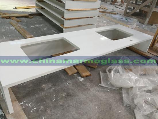 Pure White Polished Prefab Artificial Quartz Stone Kitchen Countertops Colors With Factory Cost
