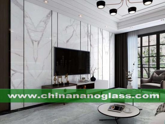 Marble look Calacatta Nano Glass Slab kitchen countertop and vanity top available