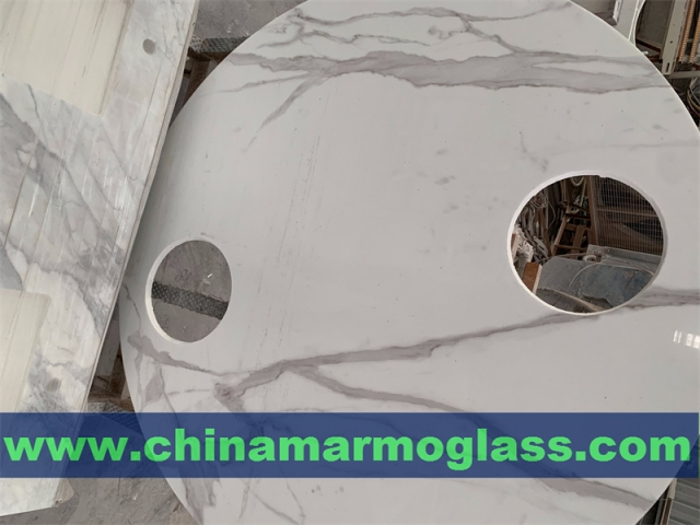 Calacatta white Nano Crystallized Glass Stone table top