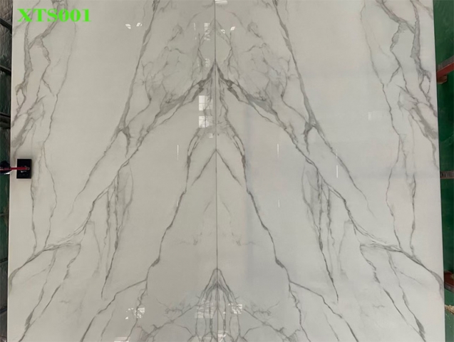 Calacatta White Nano Crystallized Glass Bookmatch Slab