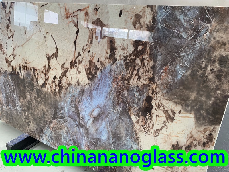 2025 popular <a href='https://www.chinananoglass.com/nanoglass'>nano glass</a> Marble Pattern Slab 300x180cm 