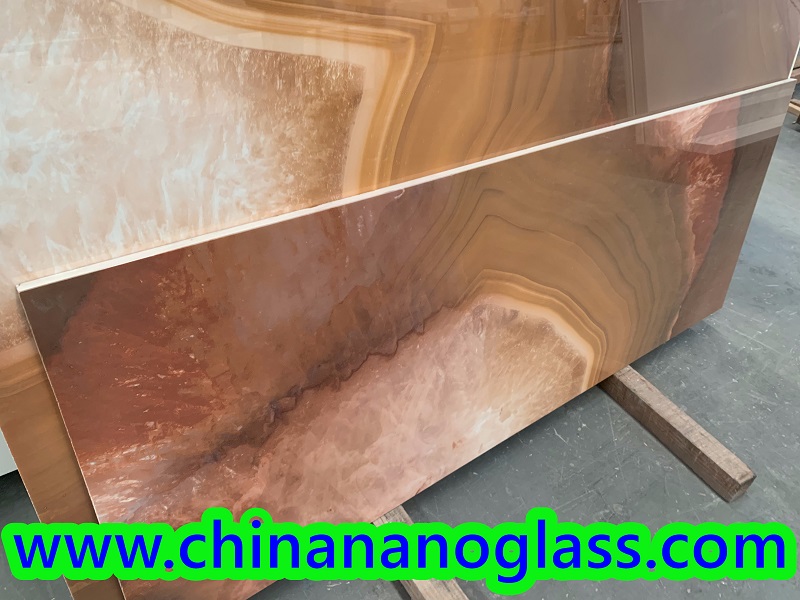 Golden Onyx Mable Nano Crystal Glass Stone Slabs for Kitchen and Work Countertop